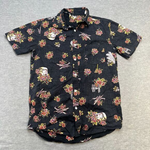 Star Wars Shirt Mens‎ Small Black Hawaiian Floral Stormtrooper Falcon X-Wing AOP - Picture 2 of 10